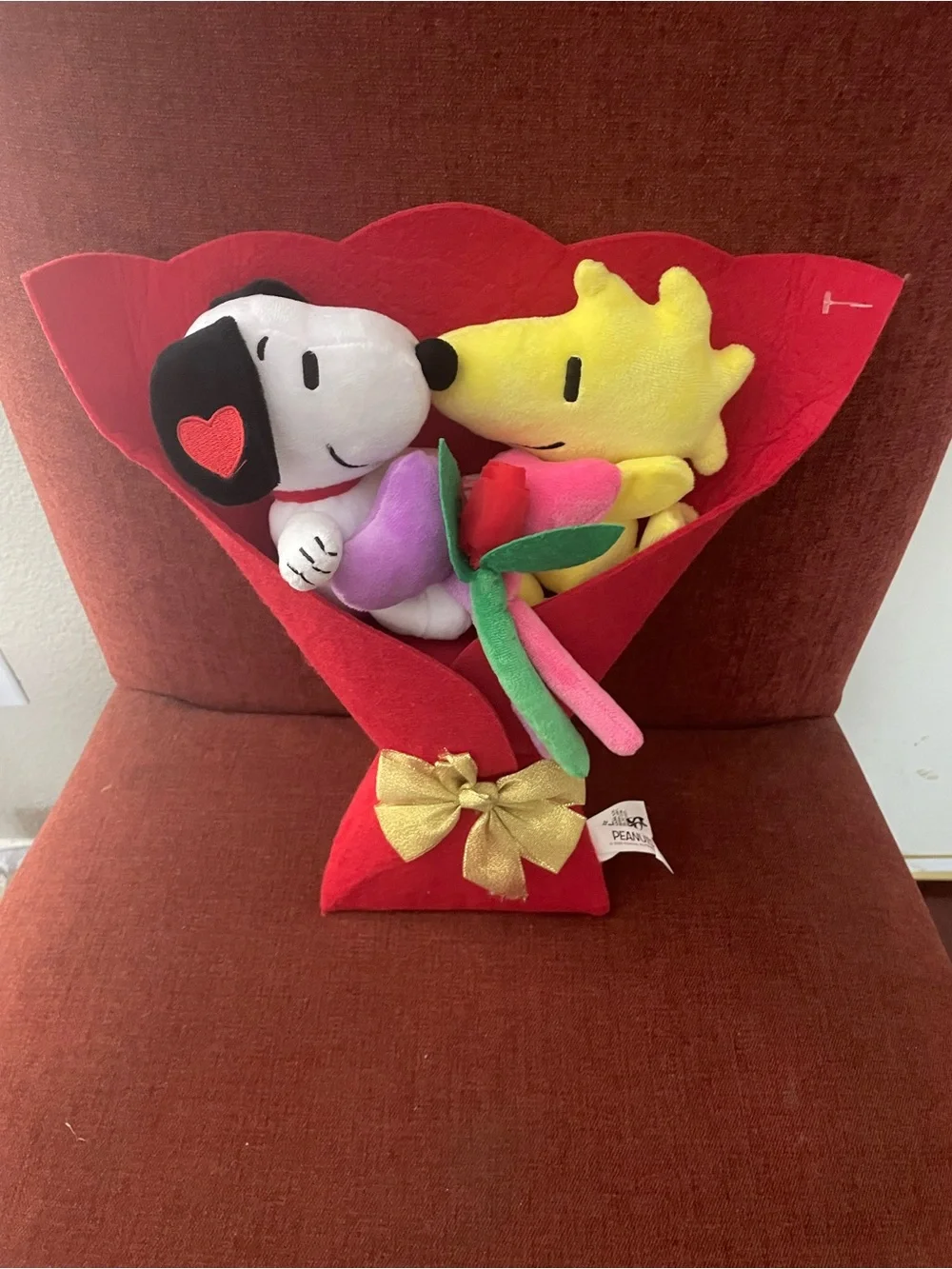 Peanuts Snoopy & Woodstock Valentine Plush Bouquet - Red